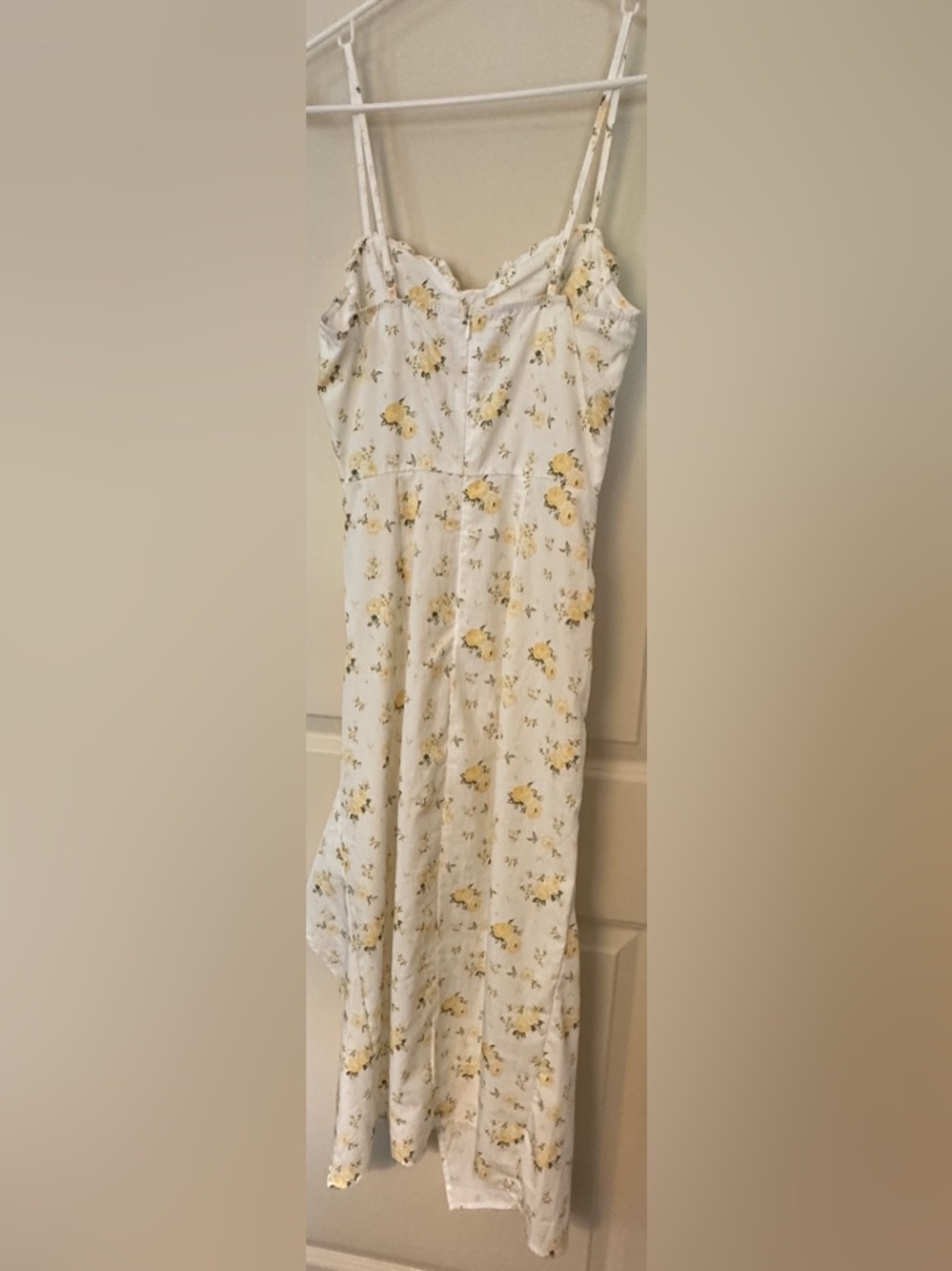 Shein White Yellow Spaghetti Strap Slit Midi Dress - Picture 2 of 10